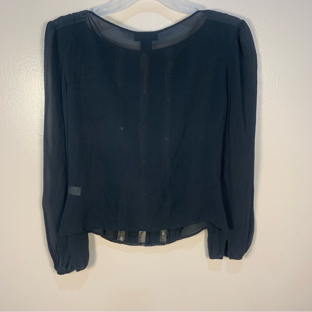 VTG The Limited 100% Silk Puff Sleeve Lace Daisy Sheer Panels Blouse - Picture 9 of 12